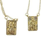 Our Lady of Mount Carmel Sacred Heart Engraved Scapular with Rhinestones, 1/2 In