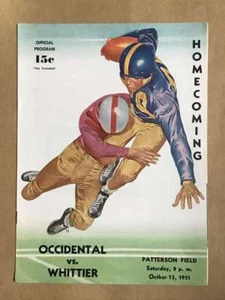 WHITTIER COLLEGE @ OCCIDENTAL COLLEGE FOOTBALL PROGRAMS 1951 EX - Bild 1 von 1