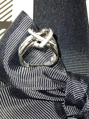 $200 OFF! Genuine Faceted Natural Diamond Diamonds Heart Loop Illusion Ring SZ 7 - Image 1 of 4