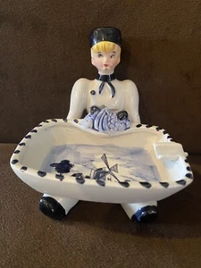 Delft Dutch Boy Ashtray Windmill Vintage Arnart Japan - Picture 1 of 9