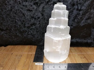 Tour naturelle en SELENITE (gypse fibreux) 10 cm - lithotherapie reiki maroc - Picture 1 of 5