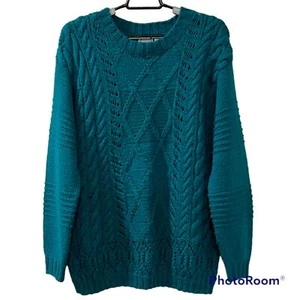 Original Russ Sport Company Green Chunky Knit Pullover Sweater Wool Blend Size M - Picture 1 of 12