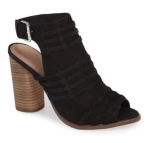 NWOB Caslon Women Black Leather Block Heel Sandal, Size 7 - Picture 1 of 10