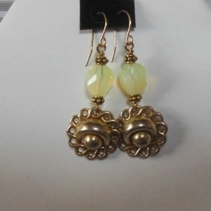 Heavy Gold-tone Beaded Dangle Earrings - Picture 1 of 2