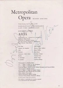 BIRGIT NILSSON & BIZERKA CVEJIC ópera firmada programa AIDA, debut Cvejic MET - Imagen 1 de 1