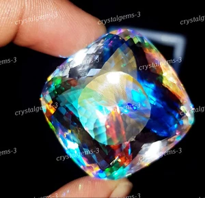140 Crt Mystic Quartz Cushion Shape pendant Size Loose Gemstone - Picture 1 of 6