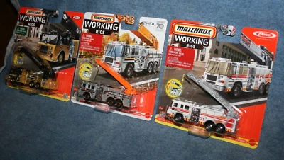(3) Matchbox Working Rigs PIERCE VELOCITY QUANTUM AERIAL LADDER FIRE TRUCK Lot - Image 1 of 4