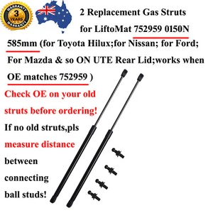 585mm Ute Hard Lid Gas Struts Replace for LiftoMat 752959 0150N Fit Toyota Hilux - Picture 1 of 6