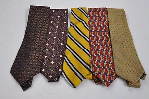 Lot of 5 Men's Neck Classic Ties Multi Colored Wear To Work All 100% Silk 3 - Picture 1 of 2