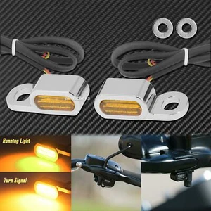 Pair of LED Turn Signal Indicators Runing Blinker Lights Fit For Touring Softail - Picture 1 of 11