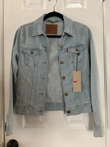 Levis Red Tab Denim Jacket Womens XS Light Wash Cotton Button Front Trucker - Picture 1 of 5