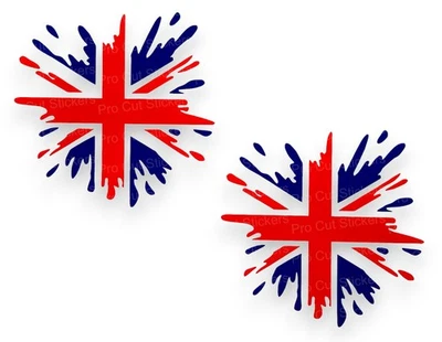 PRO CUT STICKERS Union Jack Gran Bretaña GB Pintura Salpicaduras Banderas Vinilo Coche Furgoneta Ventana Adhesivo Calcomanía