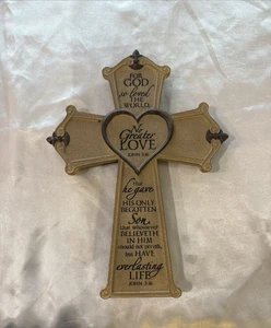 Free Standing Desktop Cross No Greater Love John 3:16 For God So Loved The World - Picture 1 of 11