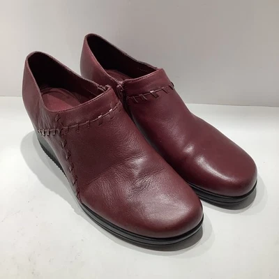 Liz Claiborne Flex Mujer Talla 10M Cremallera Lateral Botines Cuña Cuero Rojo, Excelente Foto 1 de 4