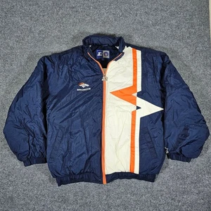 Vintage 90s Starter x NFL Denver Broncos Color Block Zip Up Jacket Blue Herren XL - Bild 1 von 9