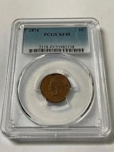 1874 Indian Head Penny 1C PCGS XF45 53982138 - Picture 1 of 2