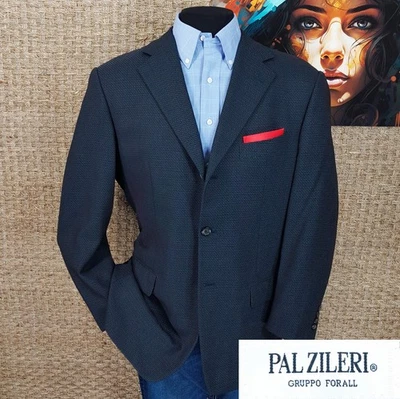 Abrigo Deportivo Informal PAL ZILERI 46R Para Hombres 3 Botones Azul y Negro Lana Hecho en Italia Foto 1 de 4