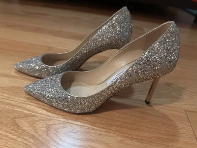 Authentic Jimmy Choo Romy 85 Champagne/Glitter 7.5us/37.5 - Image 1 of 4