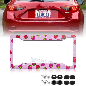 Strawberry Universal License Plate Frame Stainless Steels Rattle Weather Proof - Bild 1 von 15