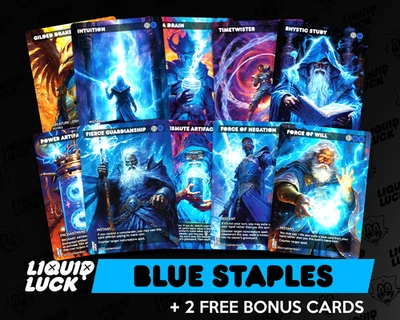 Blue EDH Staples Proxy Set: Timetwister, Fierce Guardianship + Bonus - Image 1 of 4