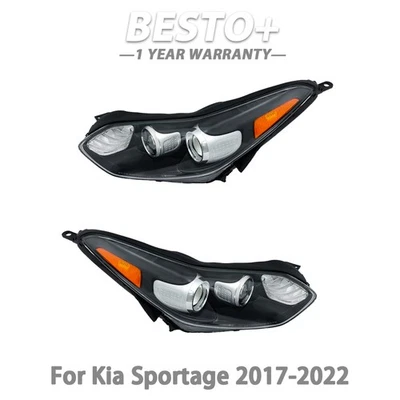 车头灯替换件适用于起亚 Sportage 2017 - 2022 LH+RH 透明镜头卤素 — 第 1/4 张图片