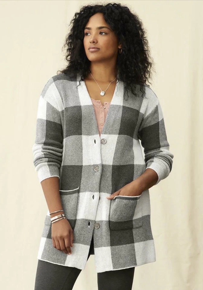 Cárdigan a Cuadros Matilda Jane Enola Buffalo Talla Mediana Bolsillos Frontales Mangas Largas Foto 1 de 4
