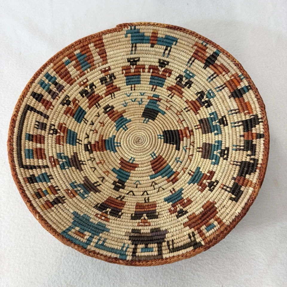 "Cesta africana tribal de hierba marina enrollada tejida a mano vintage arte de pared 14""" Foto 1 de 4