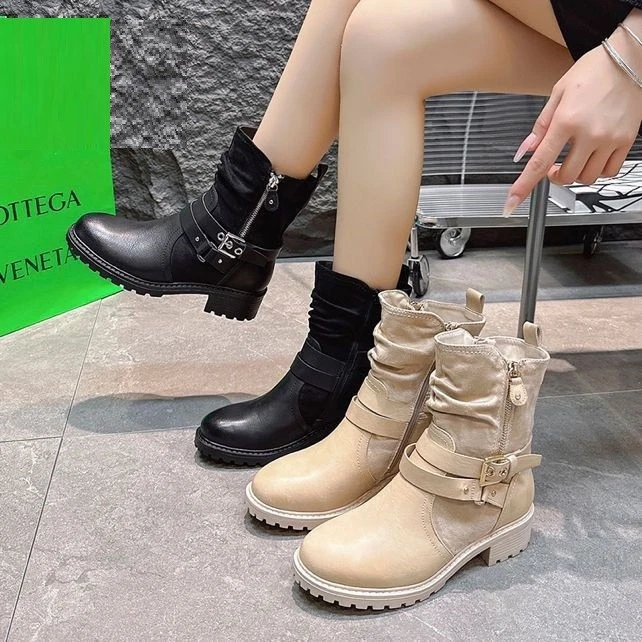 POGOLINO Damen Stiefeletten Biker Boots Stiefel leicht gefüttert Schnalle 2520 Neu