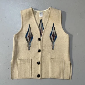 Vintage Ortegas Chimayo Hand Woven Wool Vest Pattern Native American Made USA 44 - Picture 1 of 11