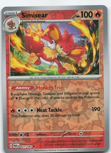 Simisear 021/182 Uncommon Reverse Holo SV04: Paradox Rift NM Pokémon - Picture 1 of 2