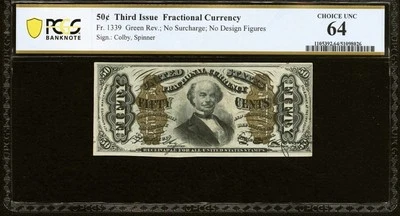 PCGS ChUNC 64. FR# 1339 Fractional 1864 Union Currency 50c Civil War Third Issue - Image 1 of 4