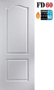 PREMDOR White Top Arch 2 Panel Textured FD60 Internal Fire Door + UK Delivery - Picture 1 of 2