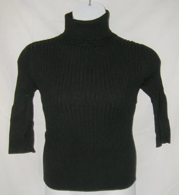 Black Sz Jr XL Stretchy Ribbed Lightweight Fitted Turtleneck Sweater BETTE PAIGE - Image 1 of 3