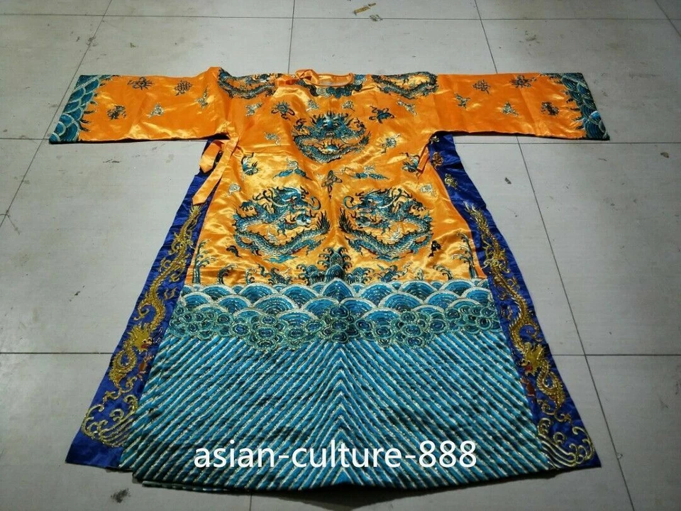 Rare Chinese old Ancient silk hand made emperor King dragon robe clothes - Image 1 of 4