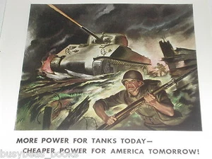1943 General Motors Diesel advertisement, WWII SHERMAN TANK, GMC - Imagen 1 de 3