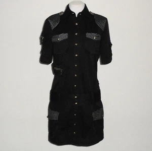 BEAUTIFUL SASS&BIDE DYED BLACK MILITARY STYLE SHIRT DRESS W'BELT AUS 10 US 6 - Picture 1 of 6