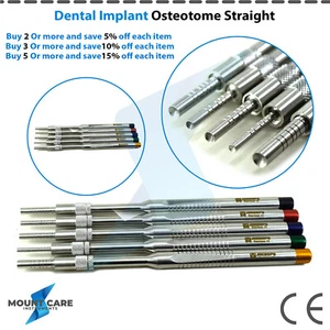 Set Of 5 Straight Sinus Osteotomes Offset Concave tip Dental Implant Instruments - Picture 1 of 7