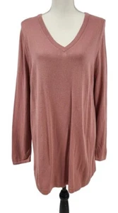 J.jill Highland V-Neck Tunika Pullover Pulli Dusty Pink Damen Petite Gr. L - Bild 1 von 10