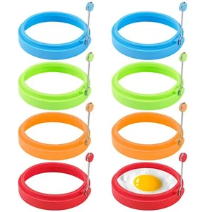 8 Pack Egg Food Grade Rings Mold For Cooking Silicone Round Egg Cooker Nonstick - Picture 1 of 8