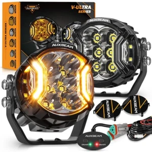 Auxbeam 3" 108W LED Cápsulas Redondas Tirador Lateral Luz y Ámbar DRL + Arnés para Barco Coche - Imagen 1 de 12