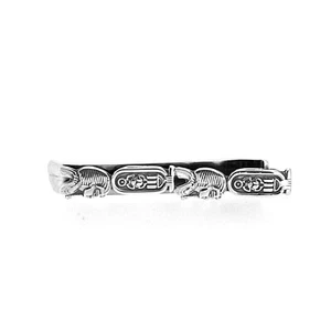 Vintage Silver Plated Tie Clip — Egyptian Motif — Hieroglyph Design - Picture 1 of 6