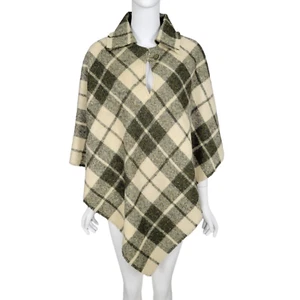 VINTAGE Donegal Tweed Damen Poncho Pullover Mantel O/S grün kariert Wolle Irland - Bild 1 von 17