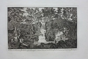 CASCADA, BOLTON PARK, CRAVEN, YORKSHIRE, impresión antigua, Boswell, 1786 - Imagen 1 de 2