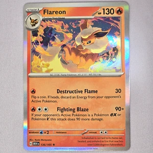 Flareon 136/165 Scarlet & Violet 151 Holo Rare Pokemon Card TCG English NM - Imagen 1 de 2