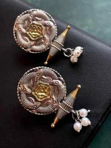 Dual Tone Antique Earring - Picture 1 of 3