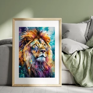 Lion Painting Digital Download Art 8x10 | Abstract Nature | 300dpi Modern Decor - Picture 1 of 2