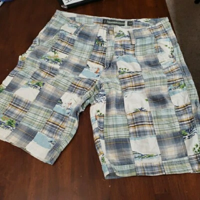 Pantalones Cortos Old Navy Para Hombre 34 Azul Floral A Cuadros Retazos Madras Indias Frente Plano Foto 1 de 4