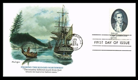 EXPLORER CAPTAIN COOK ALASKA SHIPS 1978  FLEETWOOD CACHET FDC VF UNADDR Cover