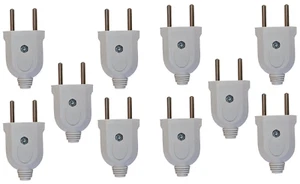 10 x euro EU Europe DIY travel adapter 2 Pin Male Plug rewireable Type C white - Picture 1 of 5