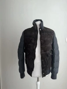 $8000 MSRP Kiton Brown Suede & Grey Wool Puffer Jacket Size IT48 Medium - Picture 1 of 11